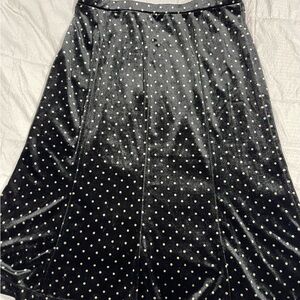 Susan Graver Black velvet A-Line Skirt with Cream Dots
